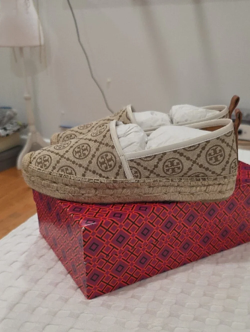 Tory Burch T Monogram Platform Espadrulle. Size 7.5